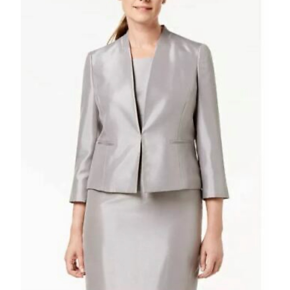 Le Suit Womens Shiny Dress Suit, Grey